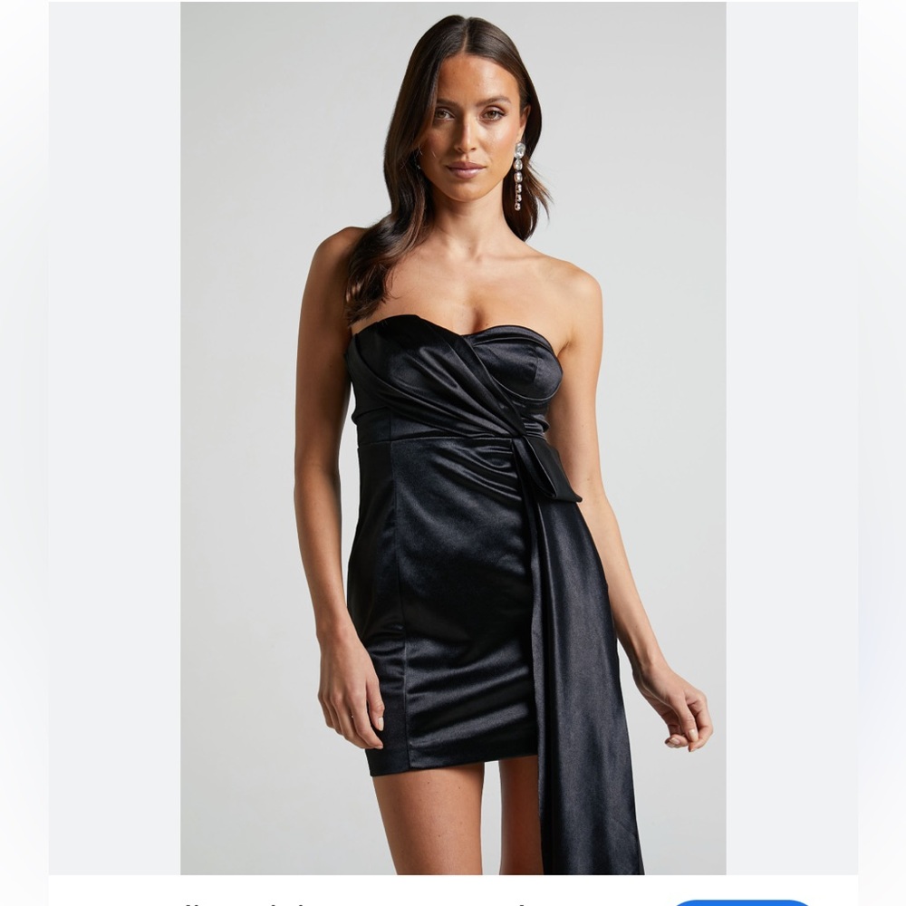 DO+BE satin draped accent dress NWT